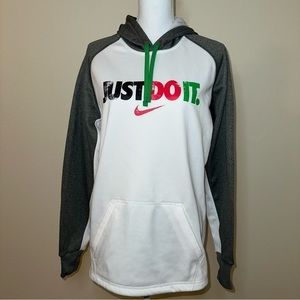 Nike Pullover Hoodie Pouch Gray White Therma-Fit Soccer Athletic Warm Men Large